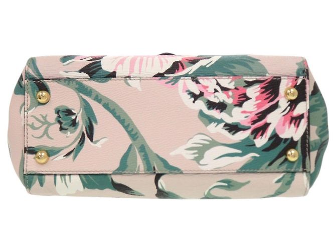 Borsa a mano in pelle floreale Burberry Rosa Beige Verde - vista 3