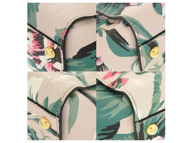 Borsa a mano in pelle floreale Burberry Rosa Beige Verde - vista 4