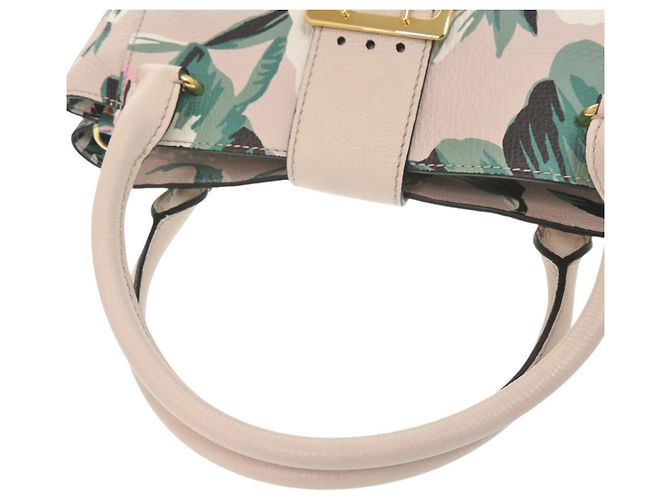Borsa a mano in pelle floreale Burberry Rosa Beige Verde - vista 6