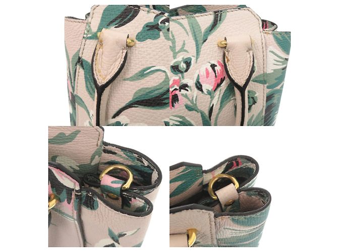 Borsa a mano in pelle floreale Burberry Rosa Beige Verde - vista 8