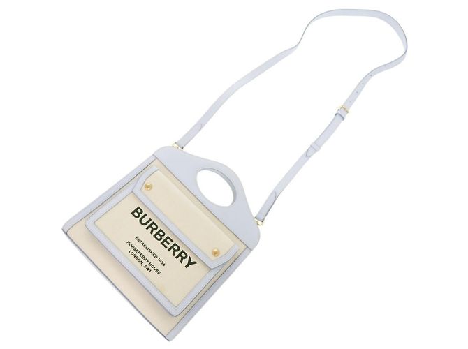 Borsa Mini Two-Tone Pocket Burberry Beige Blu chiaro - vista 9