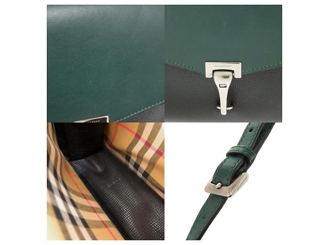 Burberry Nova Check Schultertasche aus Leder Schwarz Beige Grün - Ansicht 9