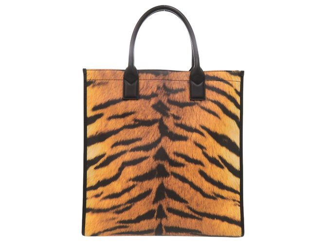 Burberry 2-Way Leder-Tote-Bag mit Tiger-Print Schwarz Orange - Ansicht 2