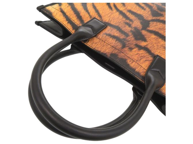 Burberry 2-Way Leder-Tote-Bag mit Tiger-Print Schwarz Orange - Ansicht 7