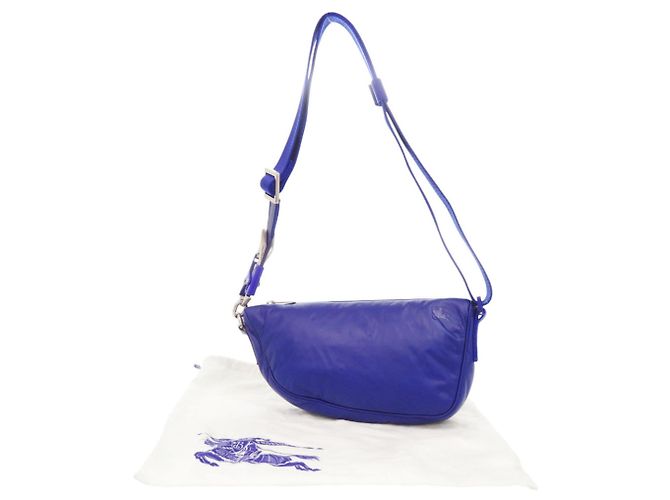 Borsa a tracolla Burberry Shield in pelle e nylon blu - vista 2