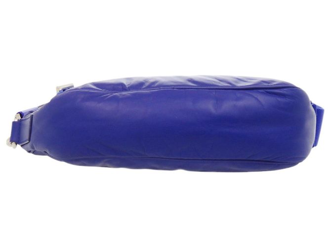 Borsa a tracolla Burberry Shield in pelle e nylon blu - vista 4