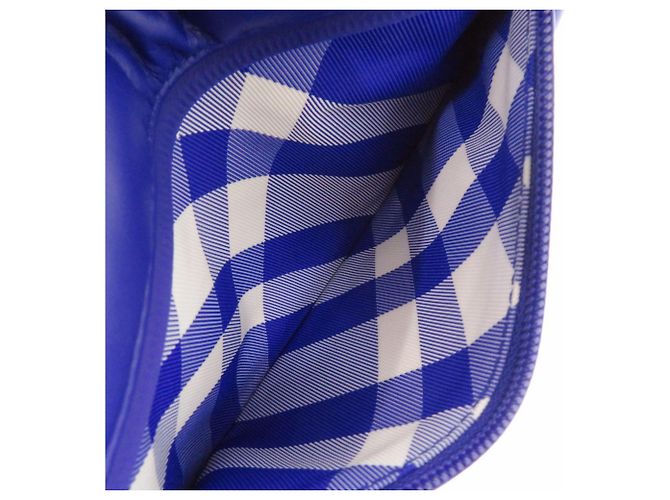 Borsa a tracolla Burberry Shield in pelle e nylon blu - vista 7