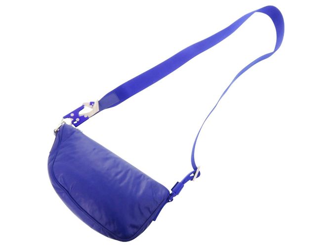 Borsa a tracolla Burberry Shield in pelle e nylon blu - vista 8