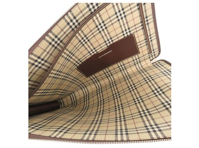 Borsa a pochette Burberry Nova Check in pelle marrone - vista 4
