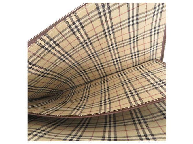 Borsa a pochette Burberry Nova Check in pelle marrone - vista 5