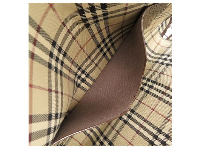 Borsa a pochette Burberry Nova Check in pelle marrone - vista 6