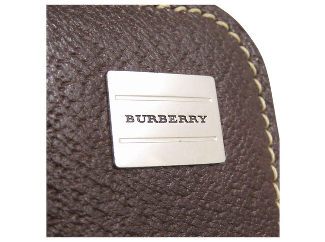 Borsa a pochette Burberry Nova Check in pelle marrone - vista 7
