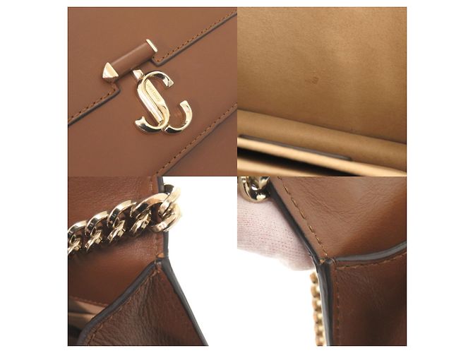 Borsa a tracolla Jimmy Choo Varenne in pelle marrone con catena - vista 9
