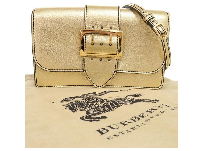 Borsa a tracolla Burberry Buckle in pelle metallizzata oro D'oro Metallico - vista 2