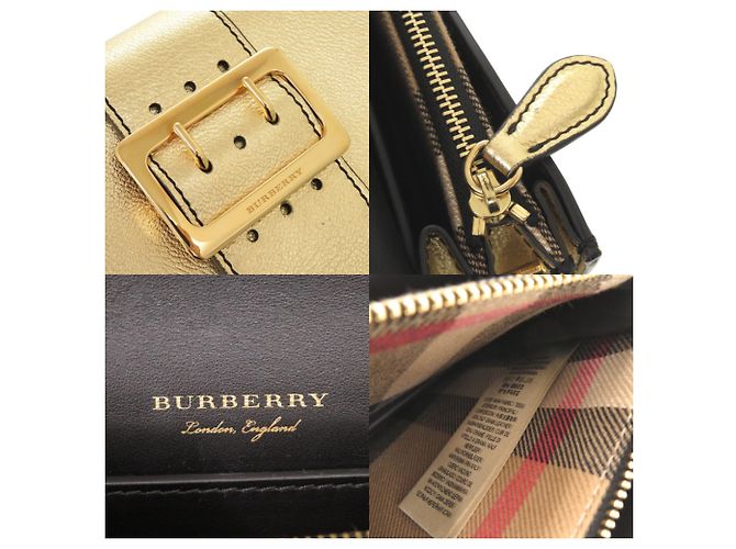 Borsa a tracolla Burberry Buckle in pelle metallizzata oro D'oro Metallico - vista 8