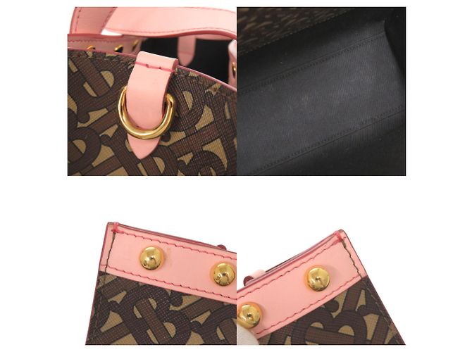 Borsa Tote 2-Way in pelle Burberry TB Monogram Marrone Rosa - vista 10