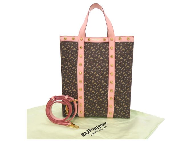 Borsa Tote 2-Way in pelle Burberry TB Monogram Marrone Rosa - vista 2
