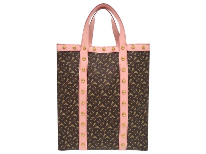 Borsa Tote 2-Way in pelle Burberry TB Monogram Marrone Rosa - vista 3