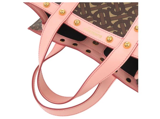 Borsa Tote 2-Way in pelle Burberry TB Monogram Marrone Rosa - vista 6