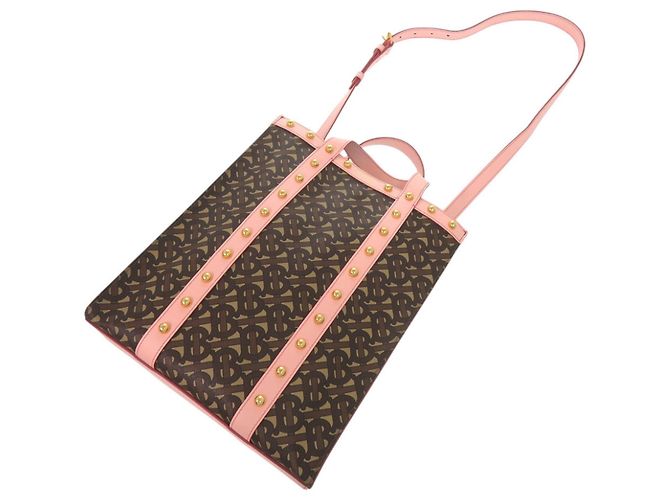 Borsa Tote 2-Way in pelle Burberry TB Monogram Marrone Rosa - vista 7