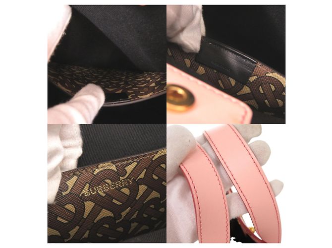 Borsa Tote 2-Way in pelle Burberry TB Monogram Marrone Rosa - vista 9
