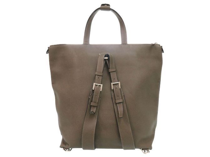 Sac Tote Valextra V-Line en cuir gris Marron - vue 2