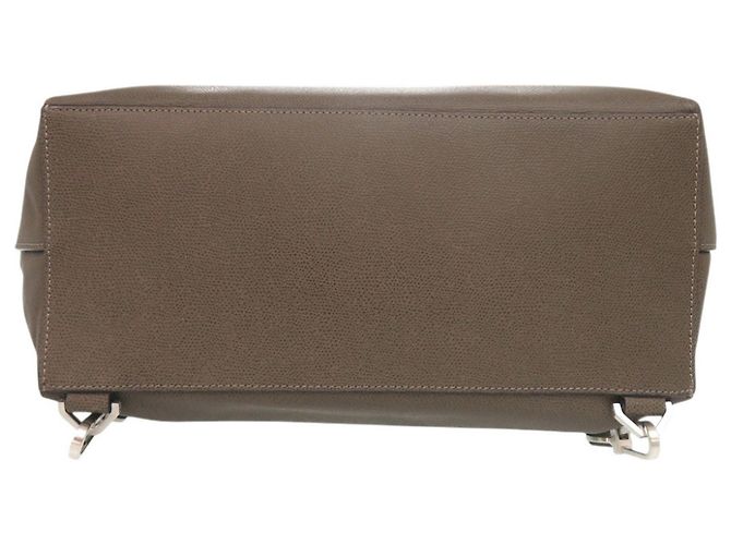 Sac Tote Valextra V-Line en cuir gris Marron - vue 3