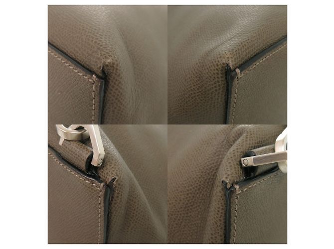 Sac Tote Valextra V-Line en cuir gris Marron - vue 4