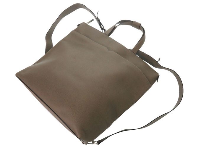 Sac Tote Valextra V-Line en cuir gris Marron - vue 5