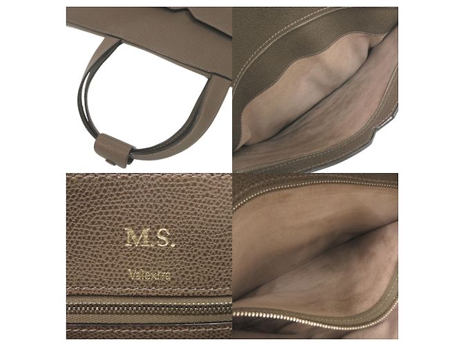 Sac Tote Valextra V-Line en cuir gris Marron - vue 7