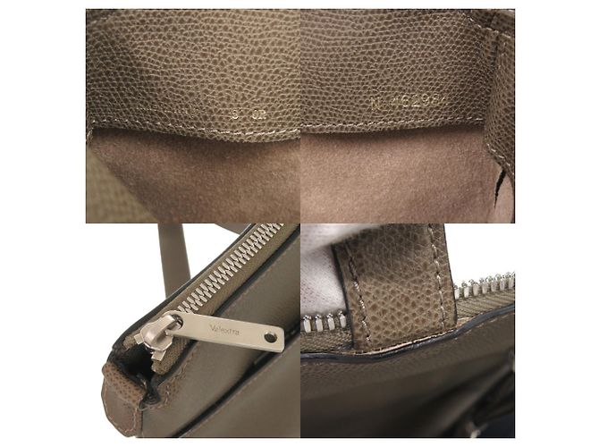 Sac Tote Valextra V-Line en cuir gris Marron - vue 8
