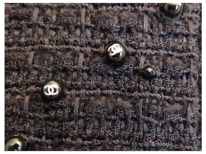 Chanel Giacca Tweed Nero Strass Perle Taglia 44 - vista 18