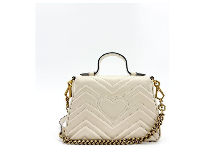 Gucci GG Marmont Top Handle Flap Matelasse Leather Small Bianco - vista 2