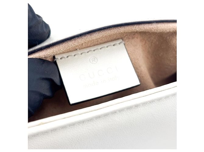 Gucci GG Marmont Top Handle Flap Matelasse Leather Small Bianco - vista 6