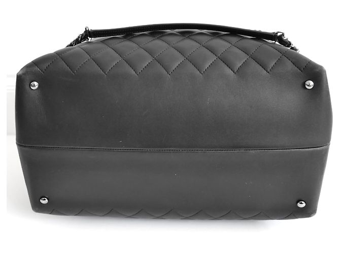 Chanel Borsa Bowling Feather Weight in Pelle Trapuntata Nero - vista 7