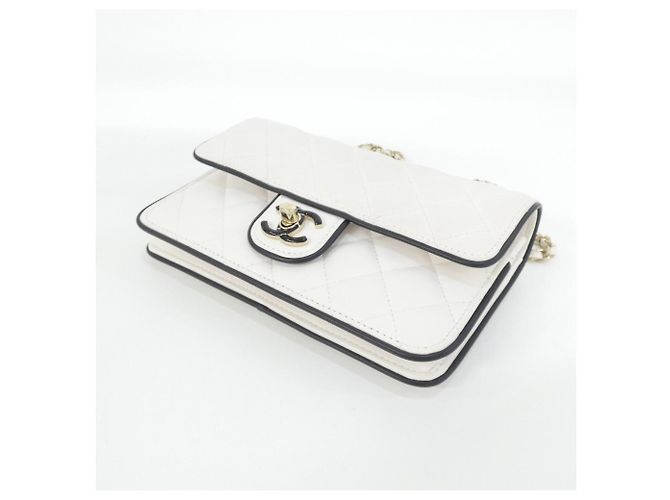 Portafoglio a spalla con catena in pelle bianca Chanel Bianco - vista 3