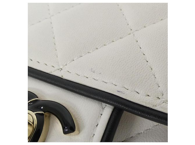 Portafoglio a spalla con catena in pelle bianca Chanel Bianco - vista 4