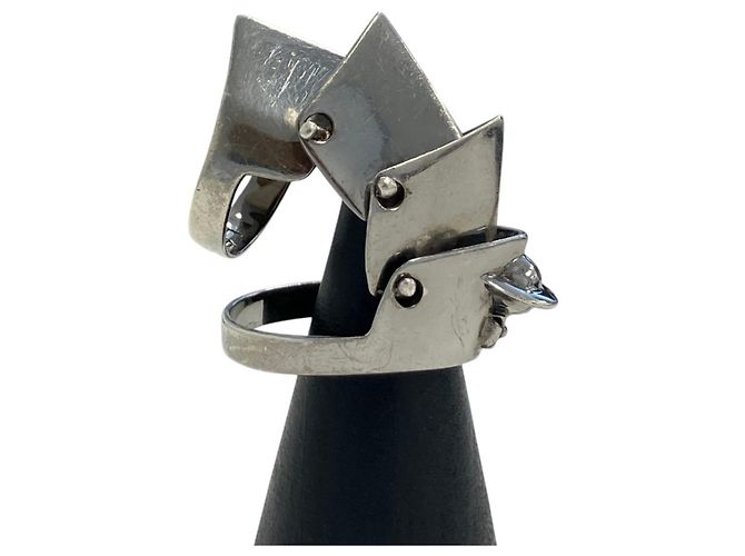 Vivienne Westwood Armor Band Ring Set Schwarz Silber - Ansicht 3