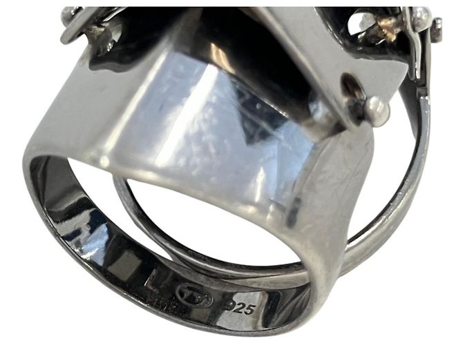 Vivienne Westwood Armor Band Ring Set Schwarz Silber - Ansicht 5