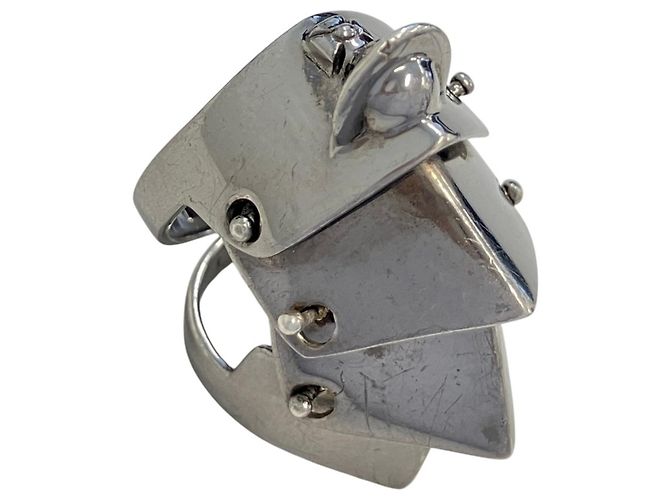Vivienne Westwood Armor Band Ring Set Schwarz Silber - Ansicht 8