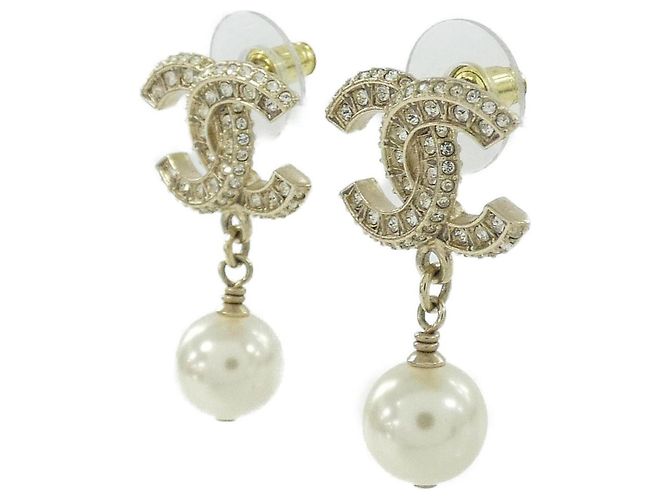 Orecchini a lobo Chanel 86506 Oro e Bianco D'oro - vista 2