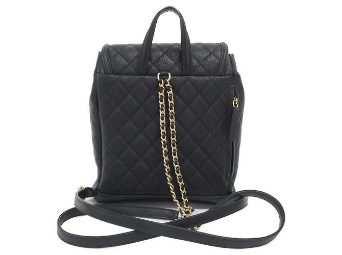 Mochila Chanel 57090 em couro de bezerro granulado preto - vista 2