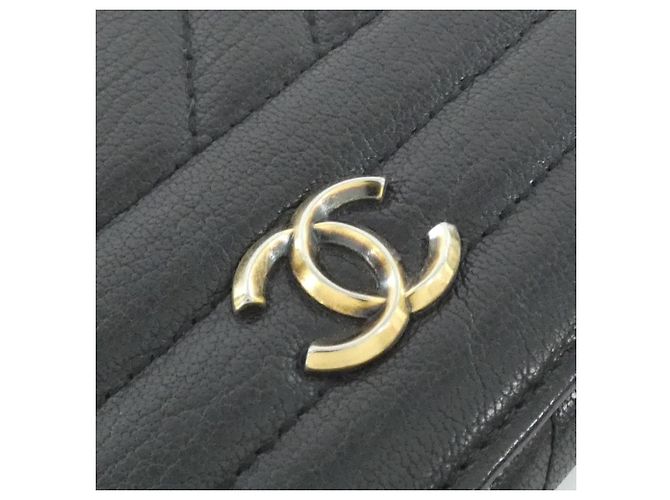 Cartera bi-fold Chanel 82399 de cuero negro - vista 7