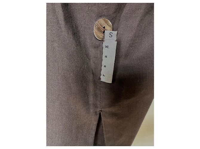 Autre Marque Camicia cotone marrone collo coreano - vista 2