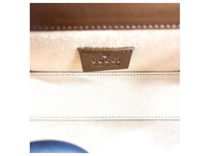 Gucci Horsebit 1955 Flap GG Coated Canvas Mini Marrone - vista 6