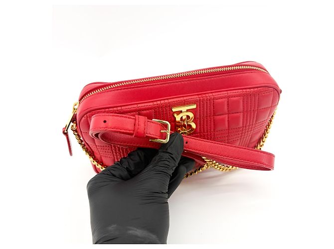 Burberry TB Camera Quilted Leather Small D'oro - vista 7