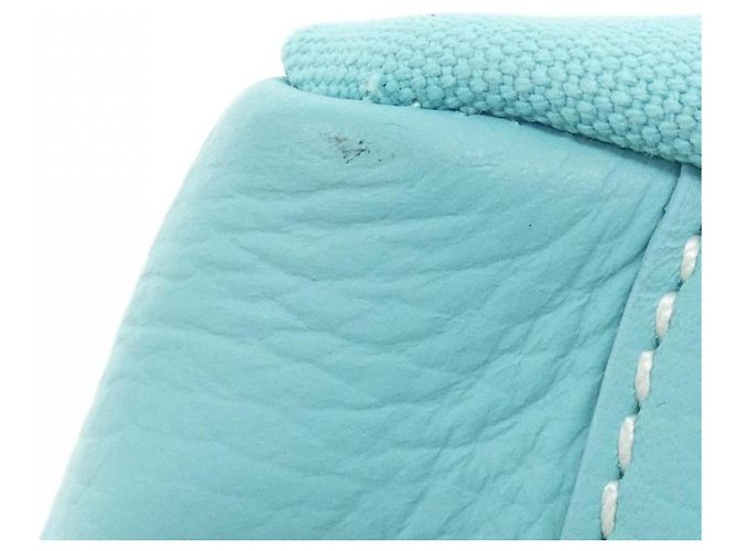 Autre Marque Bolsa de couro e lona azul Tiffany - vista 2