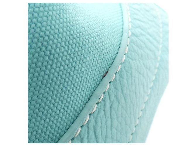 Autre Marque Bolsa de couro e lona azul Tiffany - vista 5