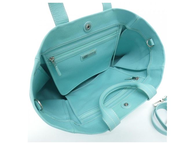 Autre Marque Bolsa de couro e lona azul Tiffany - vista 9