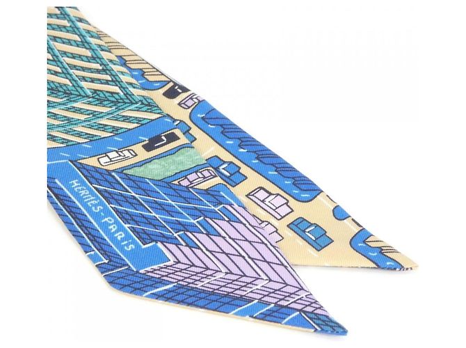 Hermès Pañuelo Twilly Hermes Pantin City Azul Beige - vista 2